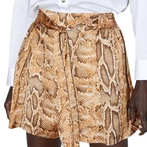 Zara Brown Snakeskin Tie Front Shorts S